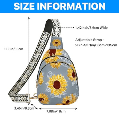 Sunflower Leather Sling Bag for Woman Crossbody Bags Backpack Women Chest Bag Fashion High Capacity Running Travel - color: Grey