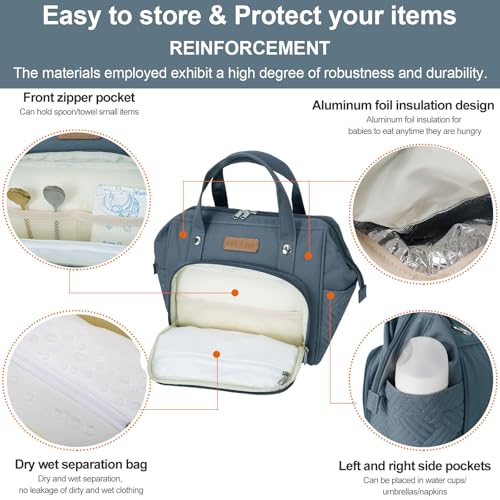 FHELAD HELAD Small Diaper Bag Backpack, 4 in 1 Mini Baby Bag for Short Trip - color: Dark Gray