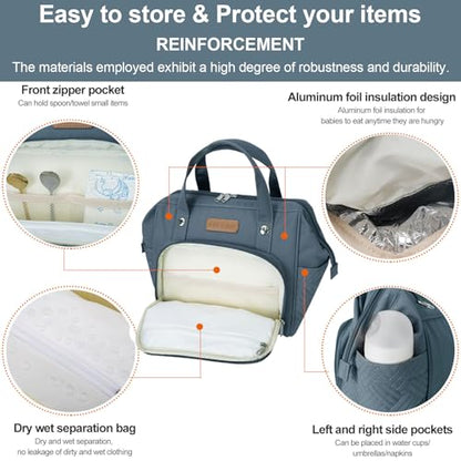 FHELAD HELAD Small Diaper Bag Backpack, 4 in 1 Mini Baby Bag for Short Trip - color: Dark Gray