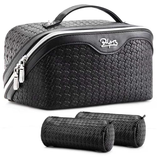 BOYATU Travel Makeup Bag Cosmetic Bags for Women: 3 Pcs Set Make up Bag - color: L15 Black