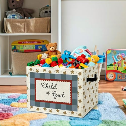 Christian Religious Positive Storage Bins Box with Handles Organizer Basket - color: 045