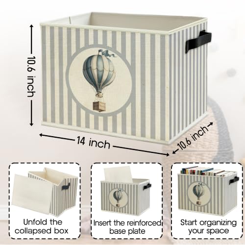 Blue Hot Air Balloon Nursery Storage Bin Basket with Handles - color: Color28