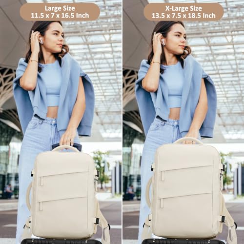 Tenot Travel Backpack for Women 15.6 Inch, Large - color: Beige, size: X-Large-17 Inch
