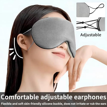 Sleep Eye Mask for Sleeper Men Women,Pressure Free Light Block Out Eye Maskwith Easy Adjustable Strap for Lunch Break,Airplane, Sleep(Black)