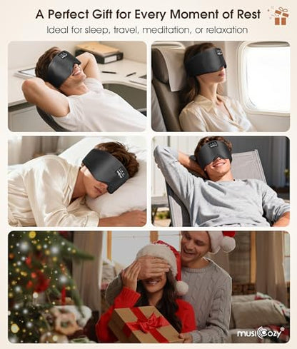 MUSICOZY Luxury 3D Silk Sleep Mask Bluetooth 5.4 Headphones - color: Midnight Black