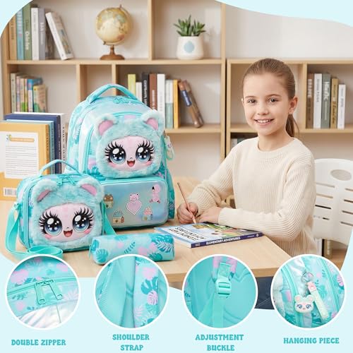 Meetbelify Backpacks for Girls School Backpacks with Lunch Box Pencil Case for Elementary Students Ages 8-10 - color: Big Eye 03