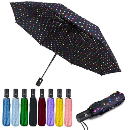 MRTLLOA Travel Essentials Mini/Compact Umbrella for Purse - color: Black Dots, size: 42 Inch