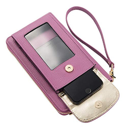 Small Crossbody Purse Cell Phone Wristlet Wallet for Women RFID - color: Violet