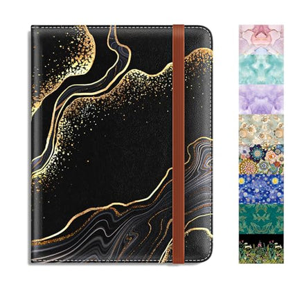 Rimilak Passport Holder,RFID Blocking Passport Cover, Black Gold Marble - color: Black Gold Marble