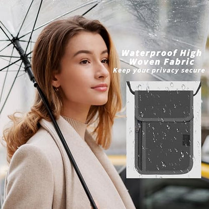 Travel Neck Wallet with RFID Blocking - color: Gray