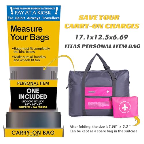 Foldable Travel Duffel Bag 2PCS Sports Gym Tote Water Resistant Carry on Luggage bag Weekender Overnight Bag (Pink+Orange)