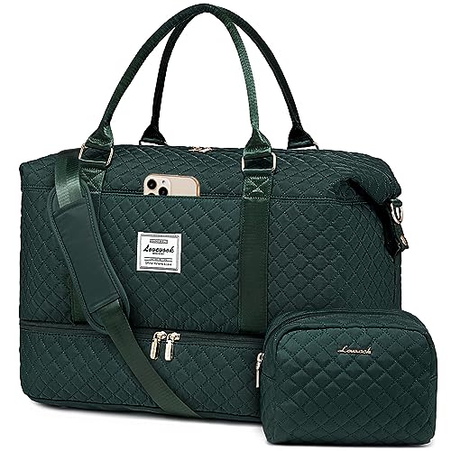 LOVEVOOK Travel Duffle Bag,Weekender Bags for Women with Shoe Compartment - color: A-Dark Green-a, size: Large-2 Pcs