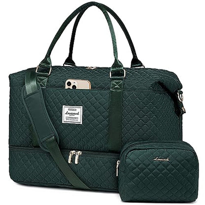 LOVEVOOK Travel Duffle Bag,Weekender Bags for Women with Shoe Compartment - color: A-Dark Green-a, size: Large-2 Pcs