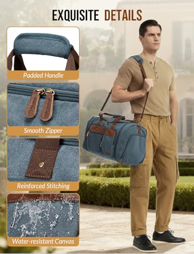 Canvas Duffle Bag for Travel 50L Expandable, Navy Blue - color: Navy Blue, size: Large 50 L