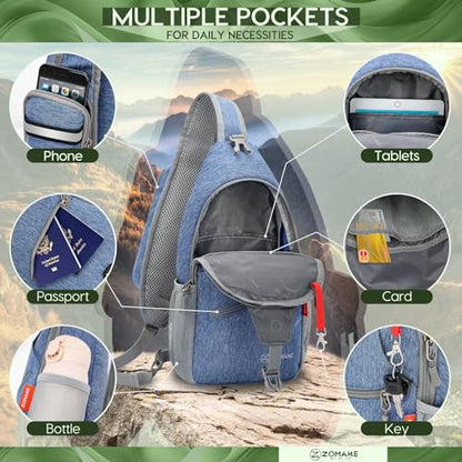 ZOMAKE Sling Bag,Small Crossbody Sling Backpack Shoulder Daypack for Travel - color: Royal Blue, size: 7L