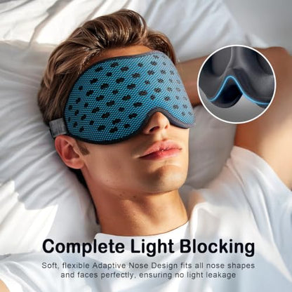 LitBear Breathable Sleep Mask, 3D Eye Mask Sleep for Side Sleeper Women Men - color: Blue