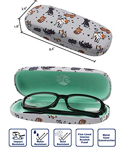 JAVOedge [4 PACK / 3 PACK], Printed Pattern Durable Hard Clamshell Eyeglass Case with Bonus Microfiber Cloth - color: Cats - Style a, size: 3 PACK