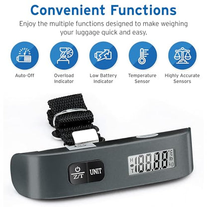 Etekcity Luggage Scale, Digital Suitcase Weight Scale for Travel, 110 lb - color: Charcoal Gray