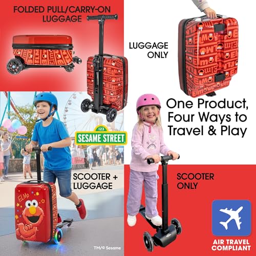 KIDDIETOTES Sesame Street Detachable Scooter Luggage, Ride-On Carry-On - style: Elmo
