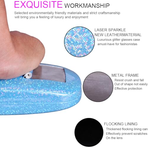 ADBGV 3Pcs Unisex Hard Shell Eyeglasses Cases, Protective Case For Glasses,Sunglasses Case with Cleaning Cloth - color: A_blue+purple+roseo