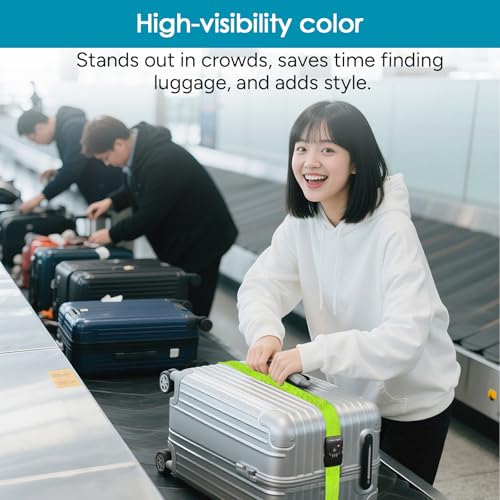 Travel Inspira Heavy Duty Luggage Straps with TSA Lock - color: Fluorescent Green