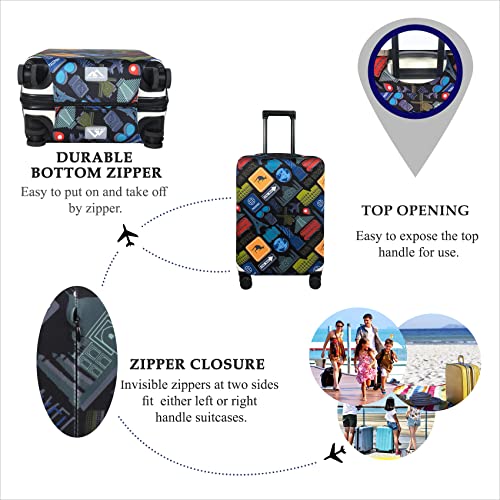 Explore Land Travel Luggage Cover Fits 18-22 inch Case (Bon Voyage, S) - color: Bon Voyage, size: S