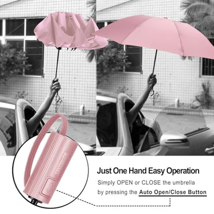 LANBRELLA 컴팩트 리버스 접이식 우산 자동 방풍 여행용 우산 - color: C2.5 핑크, size: 46인치