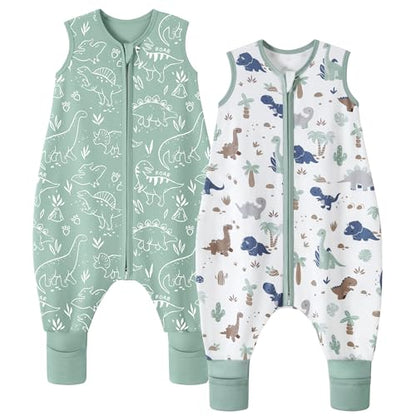 Toddler Sleep Sack with Feet 1-2T 0.5 Tog Sleep Sack with Legs - color: Green Dinosaur, size: 12-24 Months