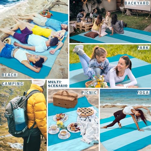 Beach Blanket Sandproof Waterproof Oversized 78"x81"/10'x9' Compact mat - color: Light Green, size: 78''×81''