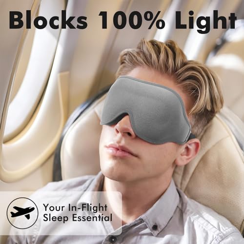 3D Blackout Weighted Eye Mask for Sleep, Eye Cover for Men Women - color: Silver Gray
