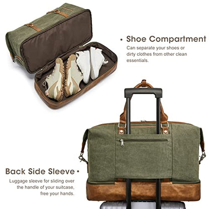 S-ZONE Weekender Bag for Men Canvas Duffle Overnight Travel Bag Army Green - color: B-Army Green