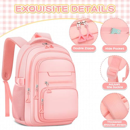 PRAGARI Cute Backpack for School Girls Aesthetic Backpack College Bookbag - color: Pink