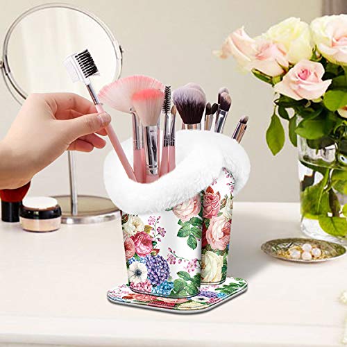 FINTIE Plush Lined Double Eyeglasses Holder with Magnetic Base for Desk - color: Flower Festival