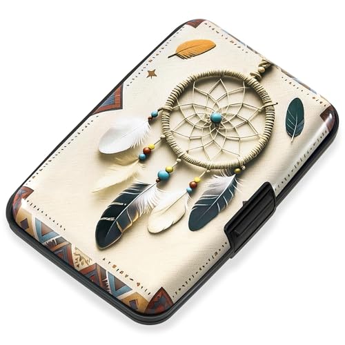 Mayski Credit Card Holder for Women RFID Blocking Wallet, Boho Feathers - color: Boho Feathers