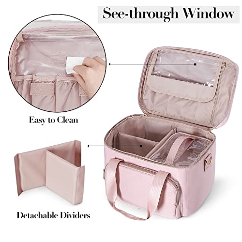 Large Makeup Bag for Women, Cosmetic Case, Travel Makeup Organizer - color: Pink