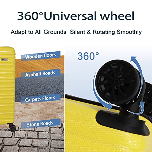 Luggage Sets 3 Piece(20/24/28)-Suitcase Set- Luggage with Wheels-PC + ABS Durable Lightweight Rotating hardshell suitcase 5PCS(Yellow) - color: 5pcs yellow, size: 20/24/28
