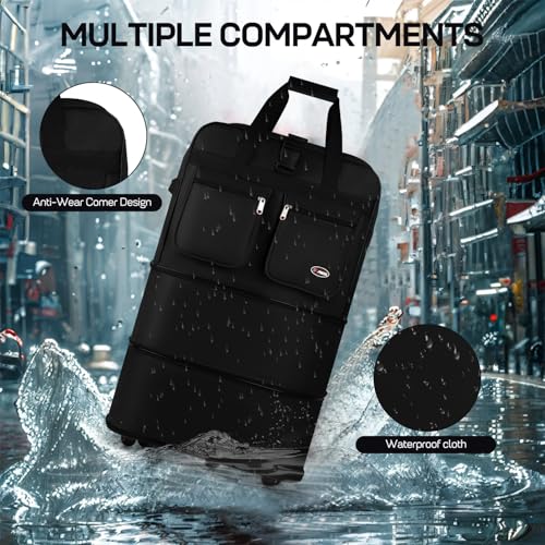 36'' Expandable Rolling Duffel Bag Suitcases w/Wheels,Foldable Luggage Bag - color: Black, size: 36"