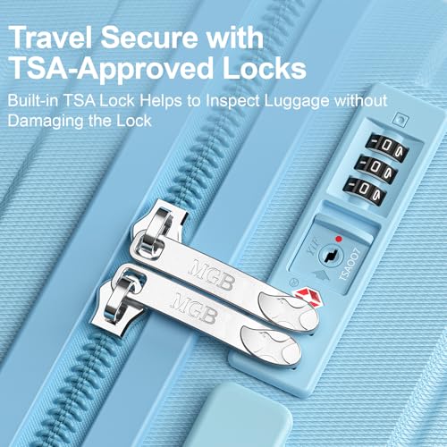 MGB 24 Inch Checked Hard Shell Suitcase, Scratch Resistant with TSA Lock - color: Blue, size: 24 Inch - Checked
