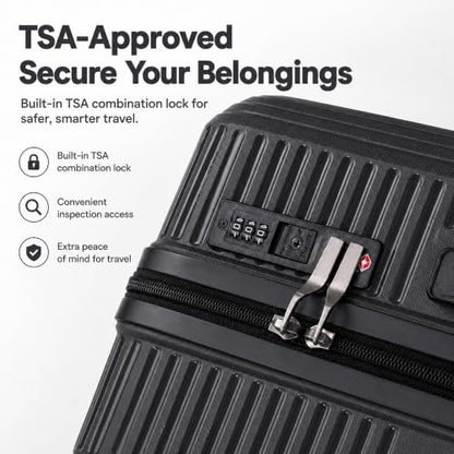 CONCEPTEN Luggage Sets 3 Piece, PP Hardshell Suitcases Set with Wheels - color: Black, size: 3 Piece Sets (21/Db/Tb)