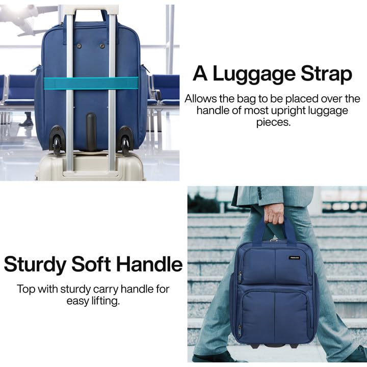 Hanke 16 Inch Expandable Carry on Luggage with 2 Wheels Airline Approved - color: Blue, size: 16 Inch EXT