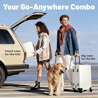 2 Piece Carry on Luggage Set, 14 in 20 in Lightweight Hardshell Suitcases with 360 Double Spinner Wheels & TSA Lock for Family Vacation Getaways Double Spinner Wheels White - color: WHITE