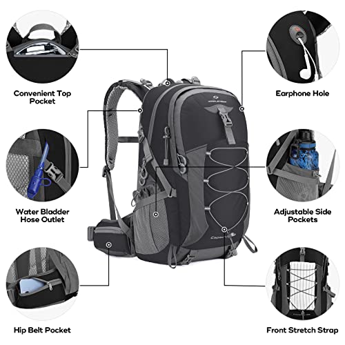Maelstrom 40L Hiking Backpack, Lightweight Camping Daypack with Rain Cover - color: 40l Black, size: 40l