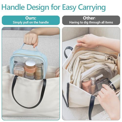 PACKISM Clear Makeup Bag Travel - Velvet Side TSA Approved Toiletry Bag - color: 05 Ice Blue, size: Full Vacation (Mixed Sizes)