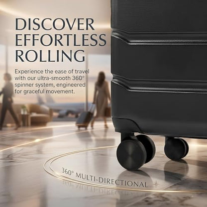 3 Piece Luggage Set, Expandable, 20/24/28 Inch,Black - color: Black, size: 3 Piece Set