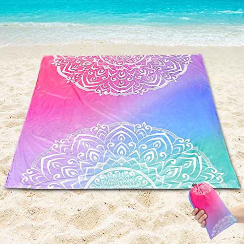 Beach Blanket Sandproof Extra Large Beach Mat Adults Waterproof Sand Free - color: Mandarins, size: 79" X 83"