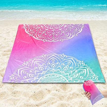 Beach Blanket Sandproof Extra Large Beach Mat Adults Waterproof Sand Free - color: Mandarins, size: 79" X 83"