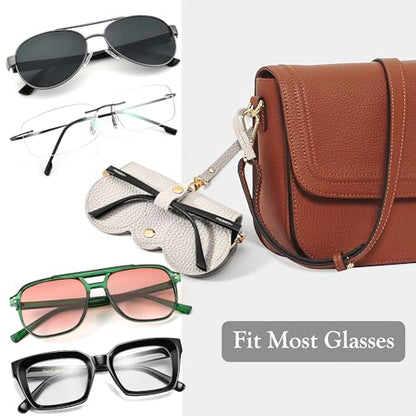FEISEDY 2Pack Soft Leather Sunglass Bag, Portable Holder Eyeglasses Case - color: Black + White