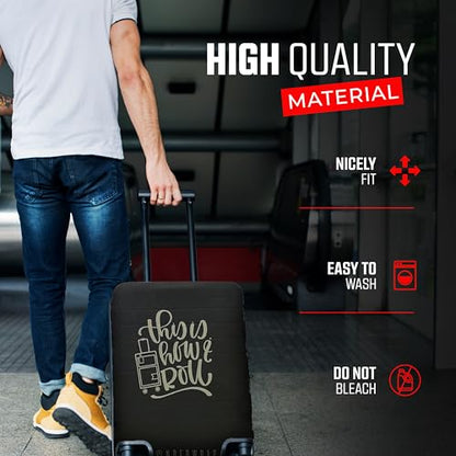 Reversible Travel Luggage Covers - 3 in 1 Design Carry on Cover - color: Black City Codes, size: Medium (58-63 x 38-42 x 23-27cm)