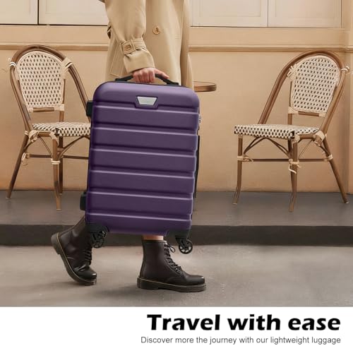 Coolife Luggage Set, 3 Piece Lightweight Durable Hardshell, Purple - color: Purple
