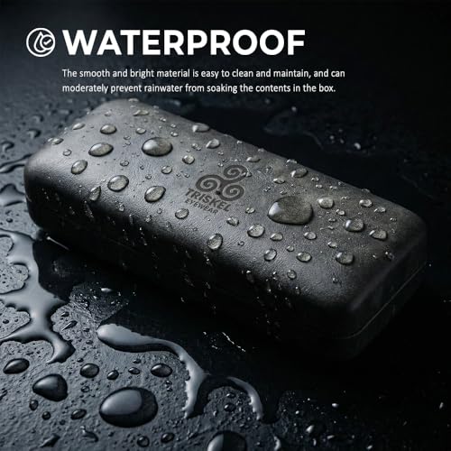 Premium Curved Rectangular Glasses Case, Hard Shell PU Leather Eyewear Holder. Magnetic Closure. - color: Charcoal Mist